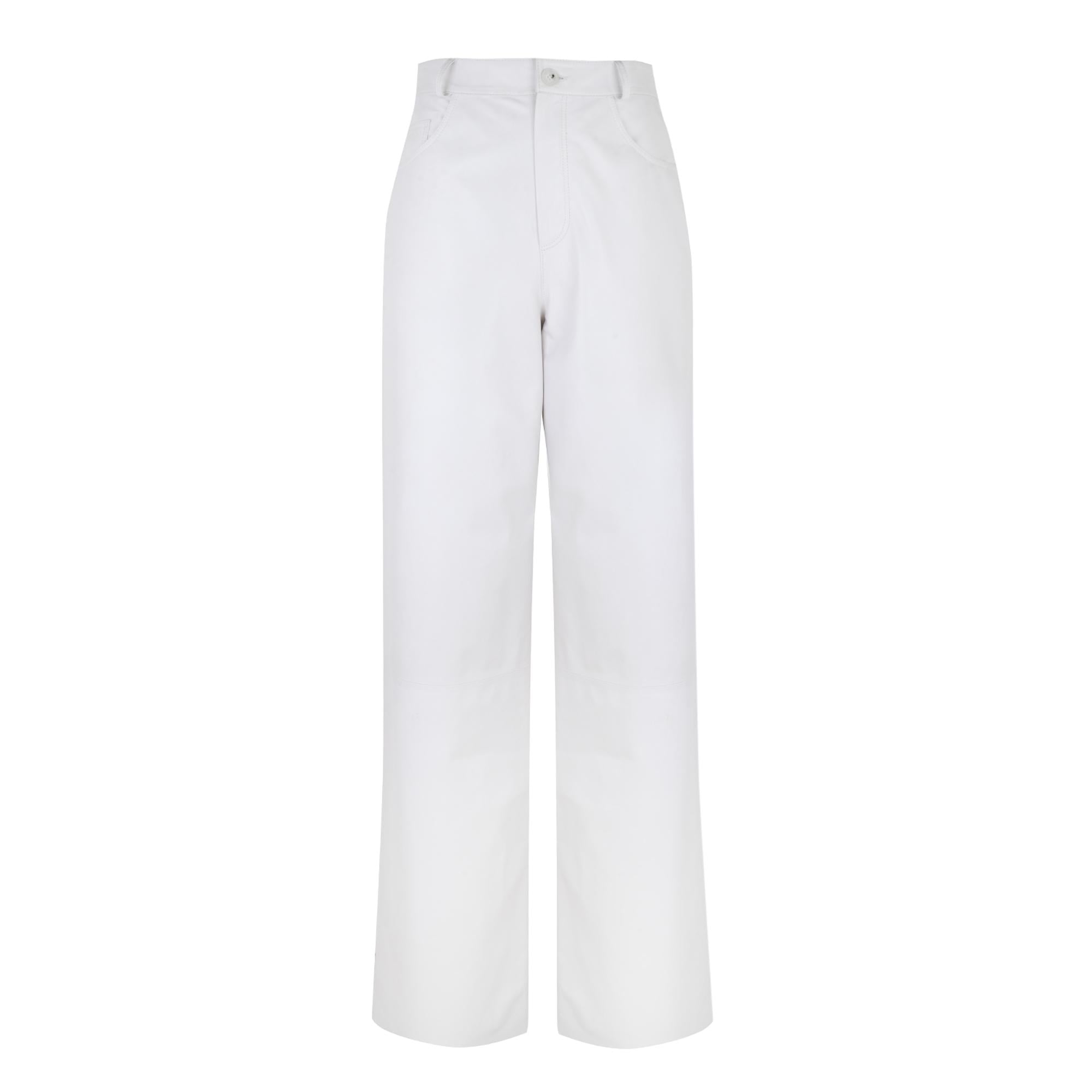 Zelinda Beyaz Kadın Deri Pantolon