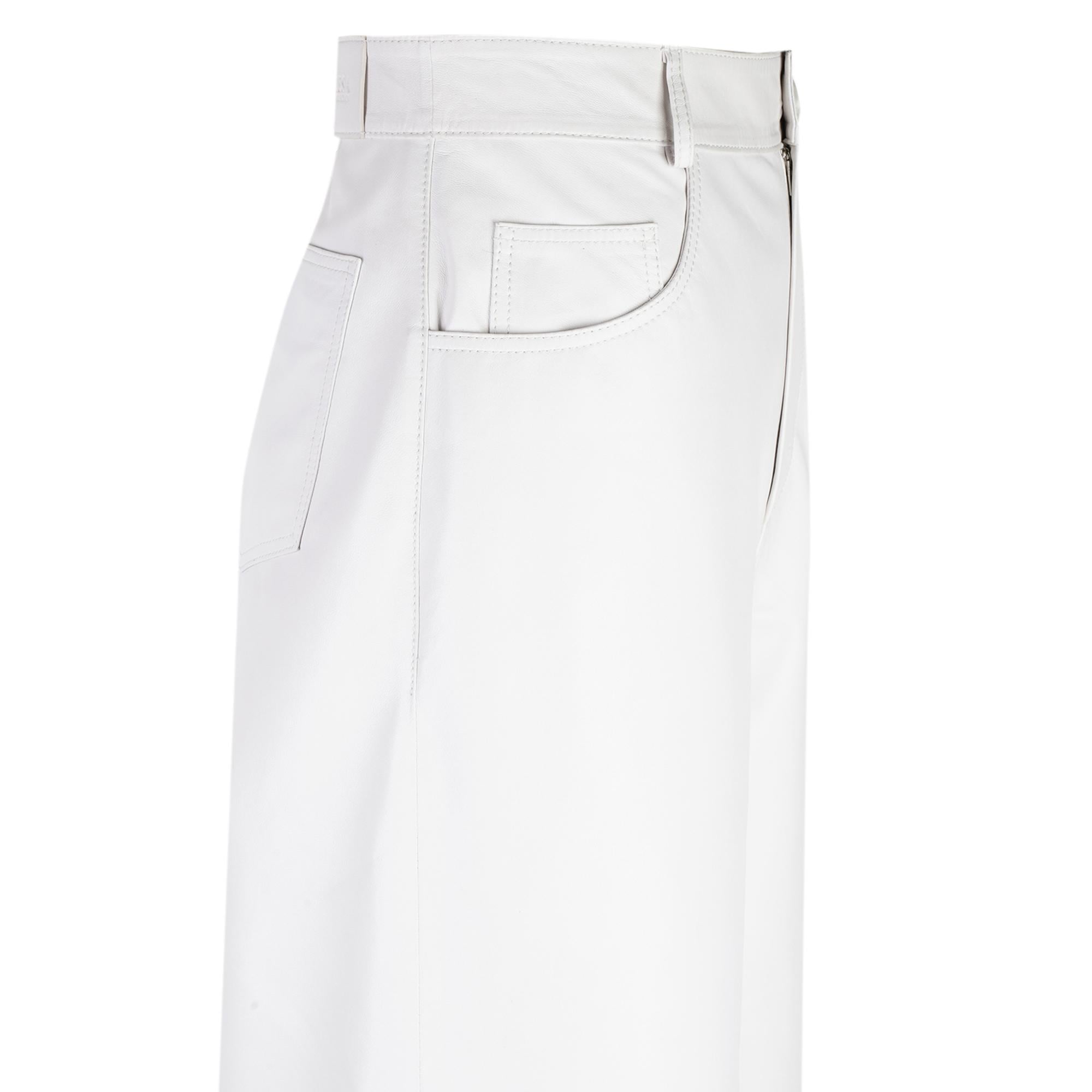 Zelinda Beyaz Kadın Deri Pantolon