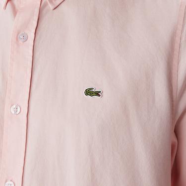  Erkek Slim Fit Düğmeli Yaka Pembe Gömlek