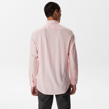  Erkek Slim Fit Düğmeli Yaka Pembe Gömlek