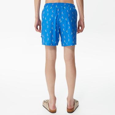  Nautica Erkek Mavi Baskılı Deniz Şortu