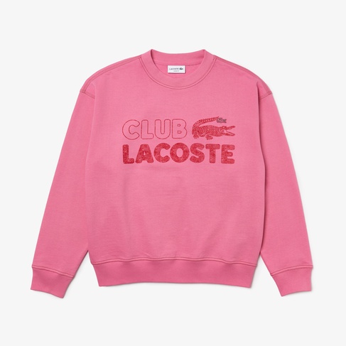  Erkek Loose Fit Bisiklet Yaka Organik Pamuk Baskılı Pembe Sweatshirt