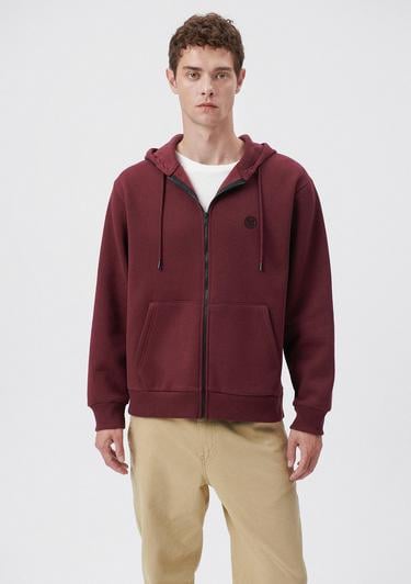 Mavi Kapüşonlu Fermuarlı Bordo Basic Sweatshirt 066979-70426