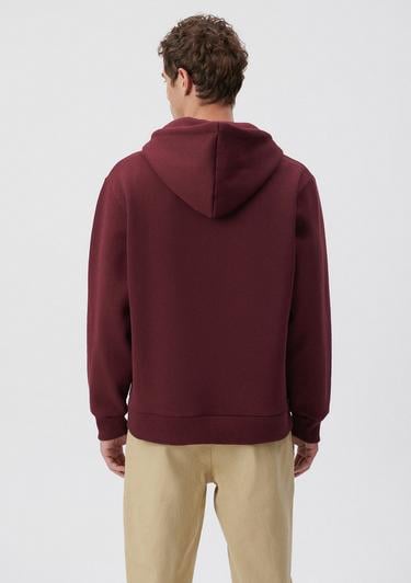  Mavi Kapüşonlu Fermuarlı Bordo Basic Sweatshirt 066979-70426