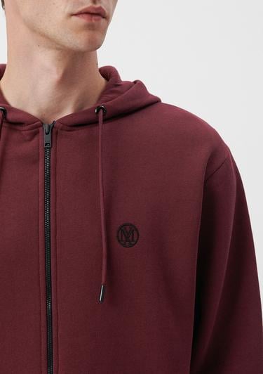  Mavi Kapüşonlu Fermuarlı Bordo Basic Sweatshirt 066979-70426