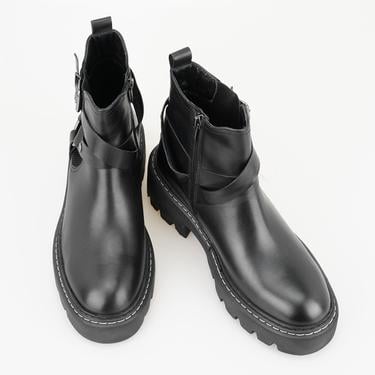  Kadın Siyah Fermuarlı Deri Bot