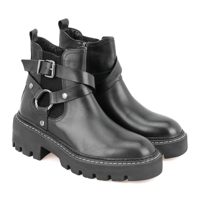  Kadın Siyah Fermuarlı Deri Bot