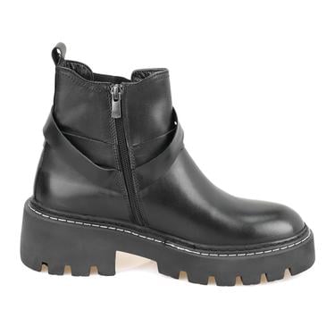  Kadın Siyah Fermuarlı Deri Bot