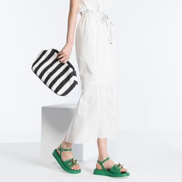  Juliet Beyaz Kadın Perforeli Deri Etek