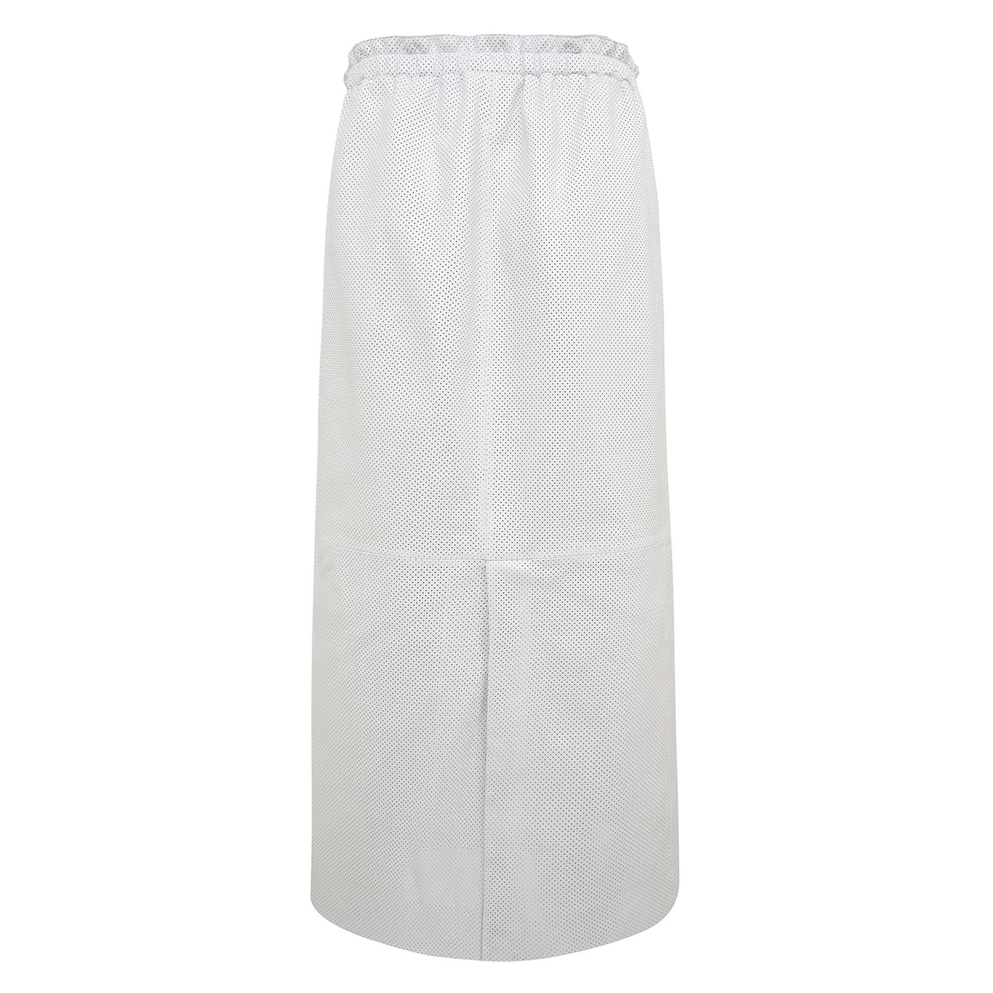 Juliet Beyaz Kadın Perforeli Deri Etek