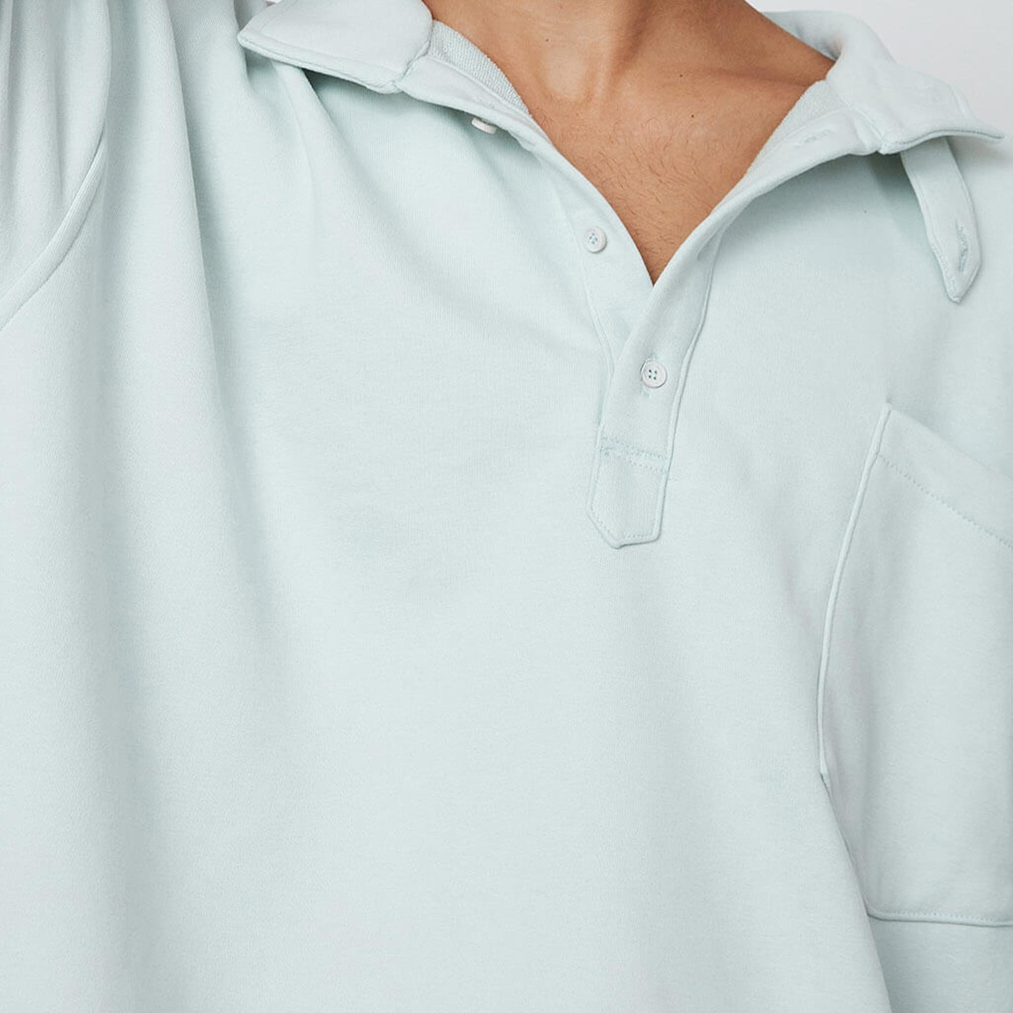 Düğmeli Dik Yaka Sweatshirt