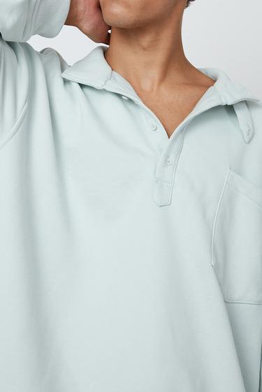  Düğmeli Dik Yaka Sweatshirt