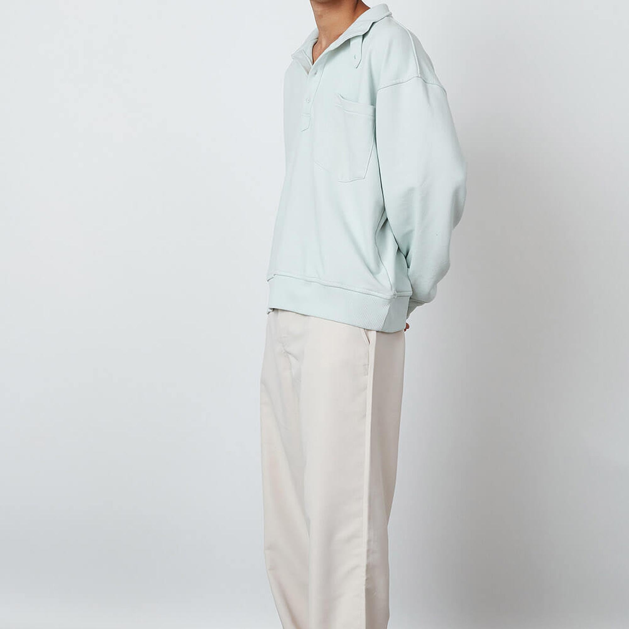 Düğmeli Dik Yaka Sweatshirt