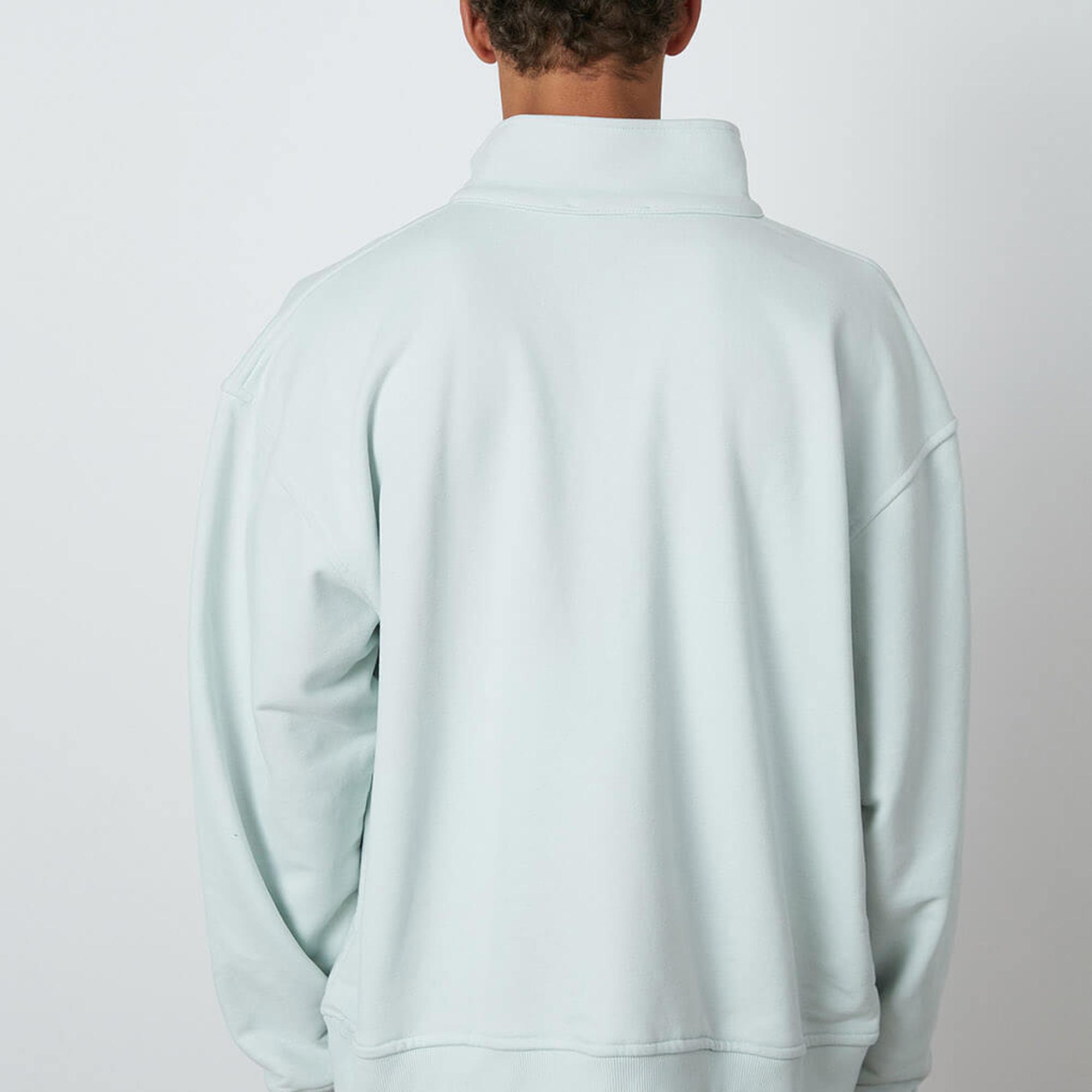 Düğmeli Dik Yaka Sweatshirt