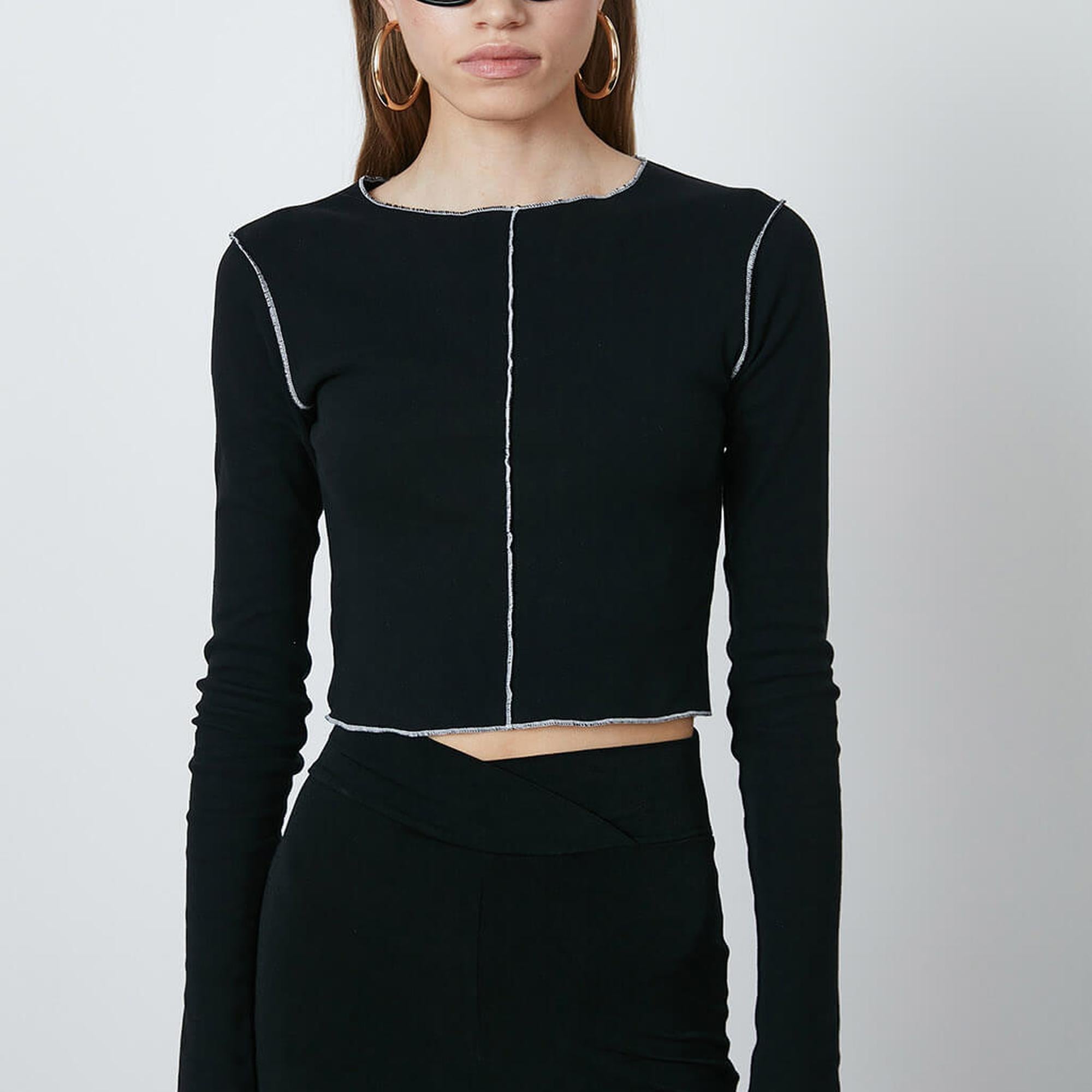 Kontrast Dikişli Croptop