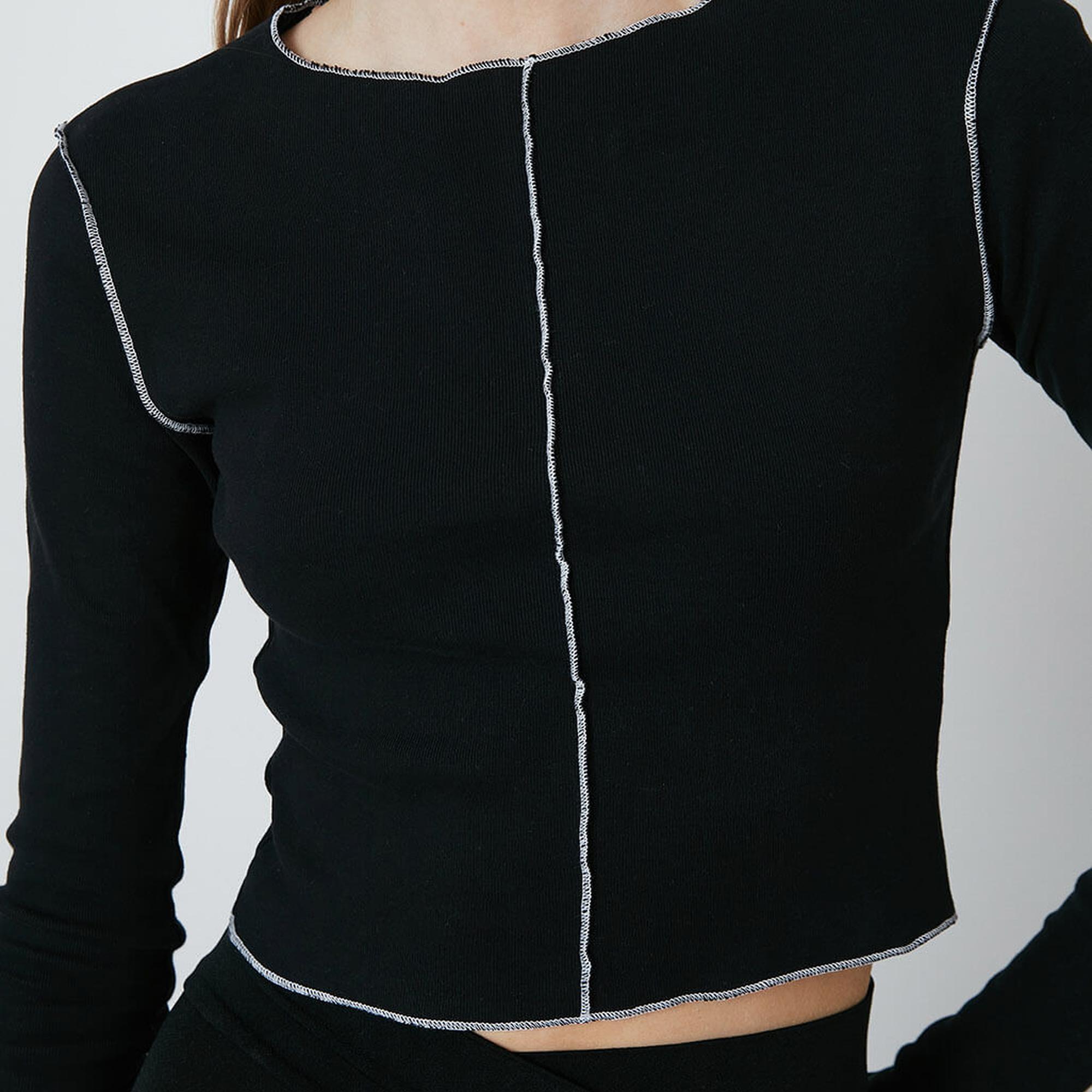 Kontrast Dikişli Croptop