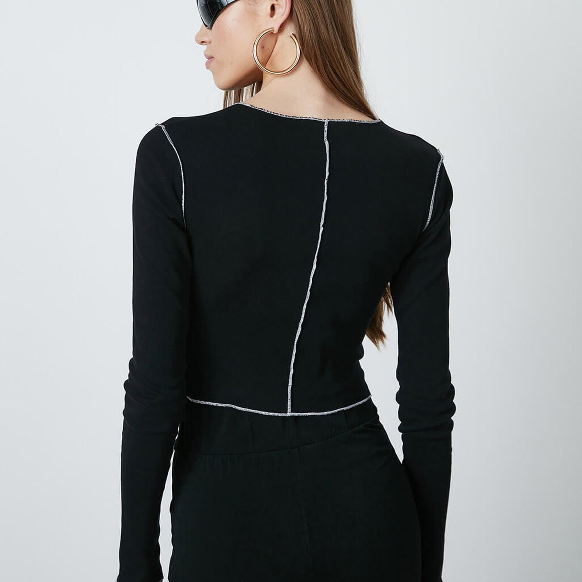 Kontrast Dikişli Croptop