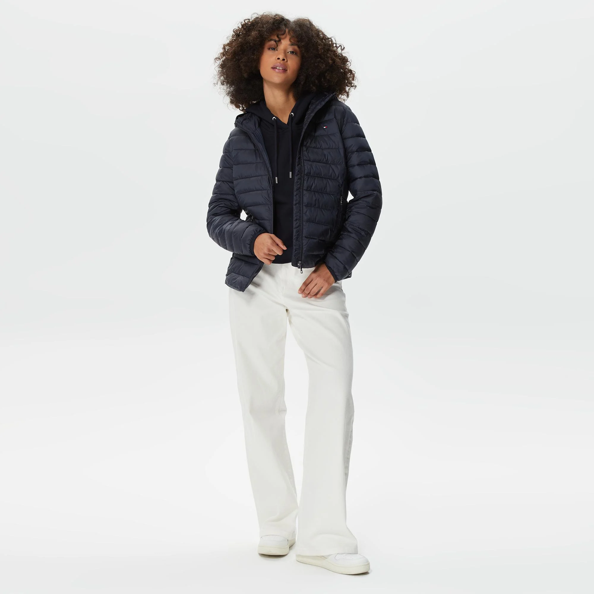 Tommy Hilfiger Lw Padded Global Stripe Kadın Lacivert Mont