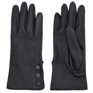  Siyah Kadın Düğmeli Deri Eldiven