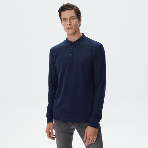  Nautica Erkek Lacivert Slim Fit Uzun Kollu Polo