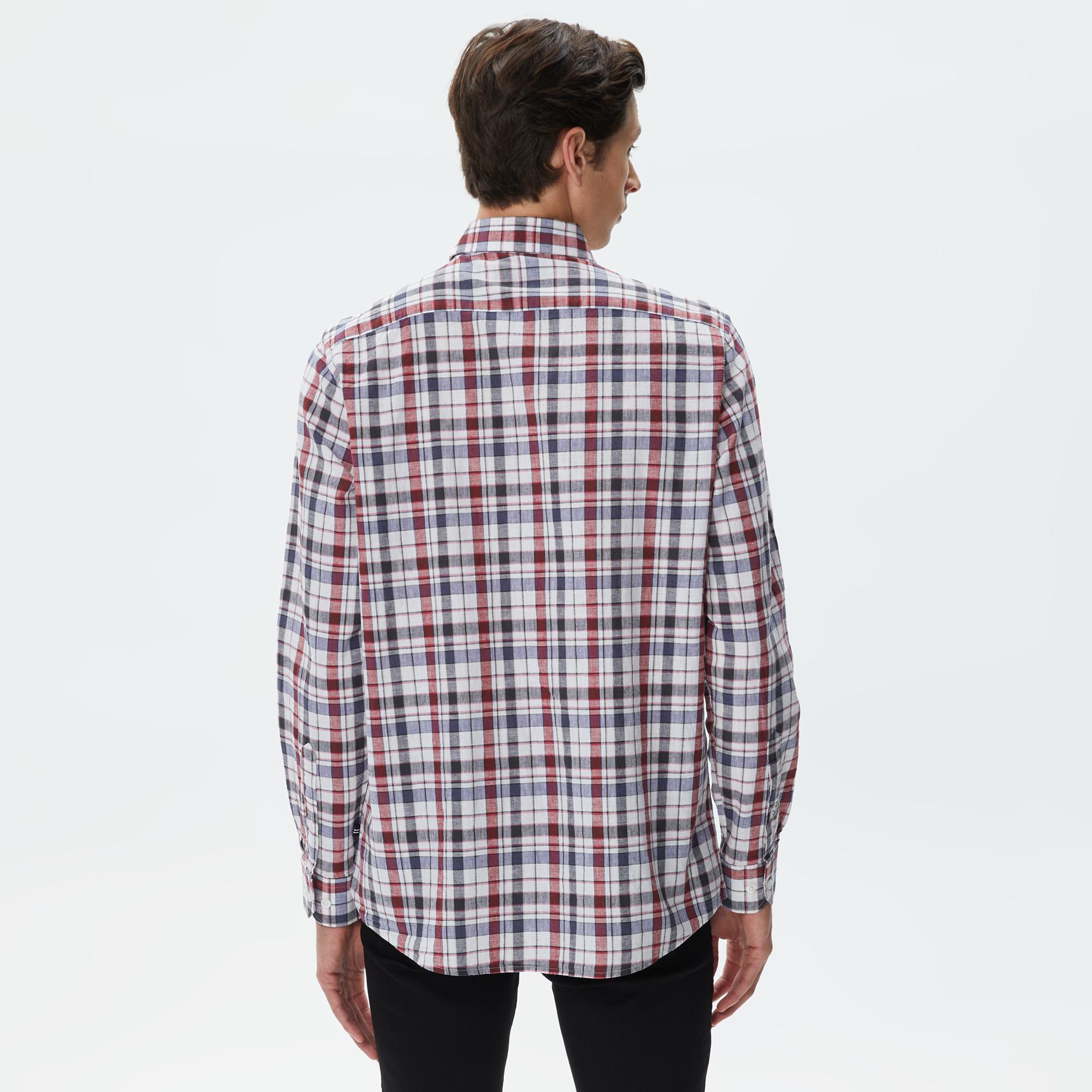 Nautica Erkek Kırık Beyaz Classic Fit Uzun Kollu Ekoseli Gömlek