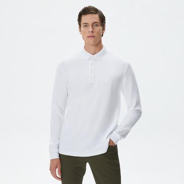  Nautica Erkek Beyaz Slim Fit Uzun Kollu Polo
