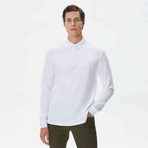  Nautica Erkek Beyaz Slim Fit Uzun Kollu Polo