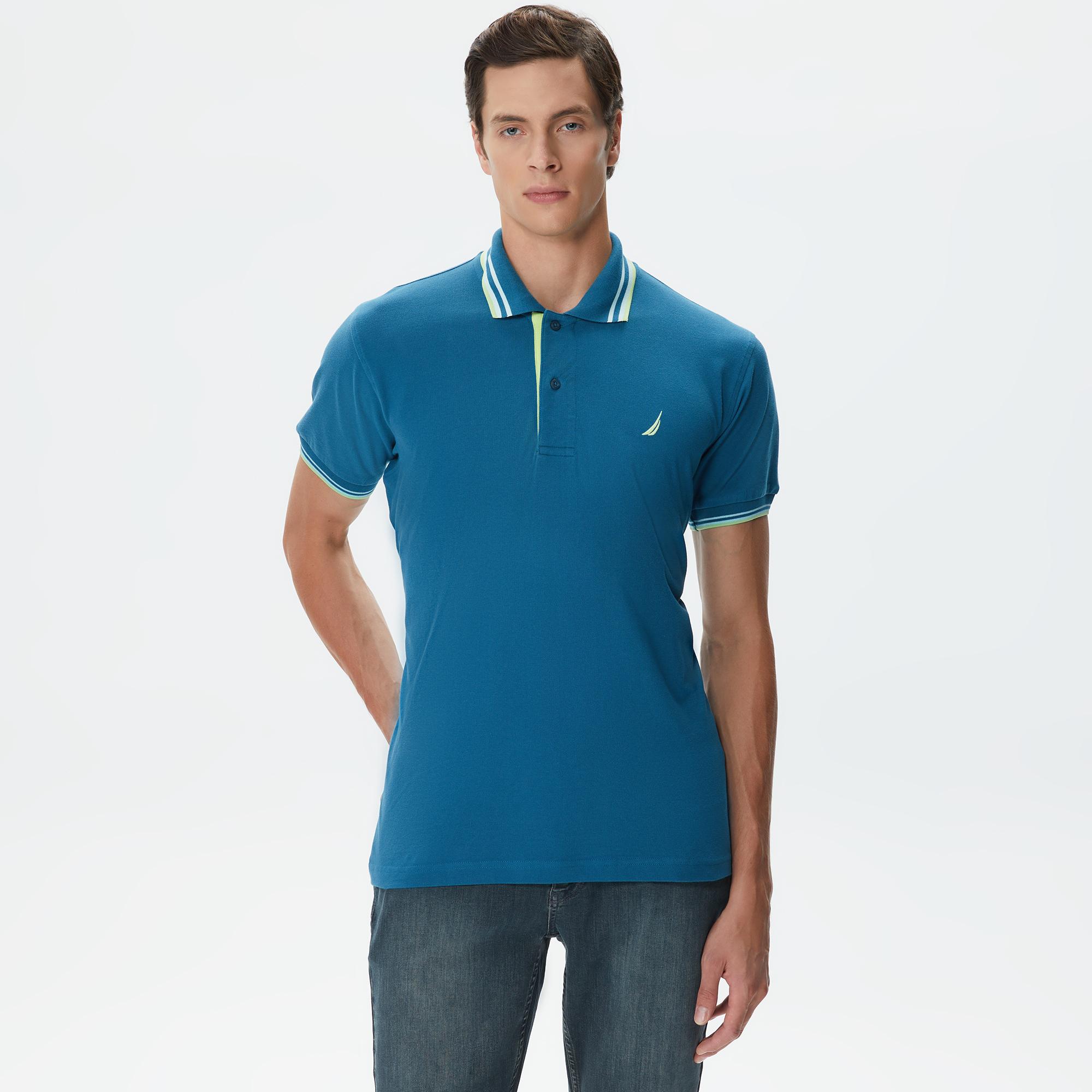 Nautica Erkek Mavi Classic Fit Kısa Kollu Polo