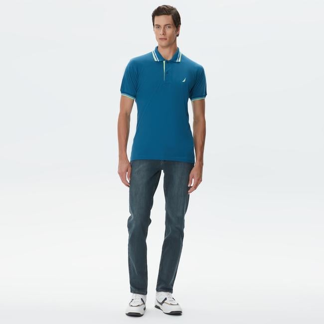  Nautica Erkek Mavi Classic Fit Kısa Kollu Polo