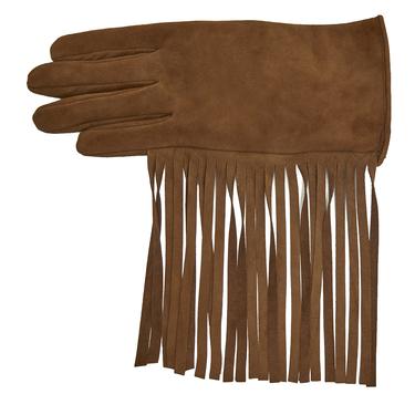  Kahve Kadın Püsküllü Süet Eldiven