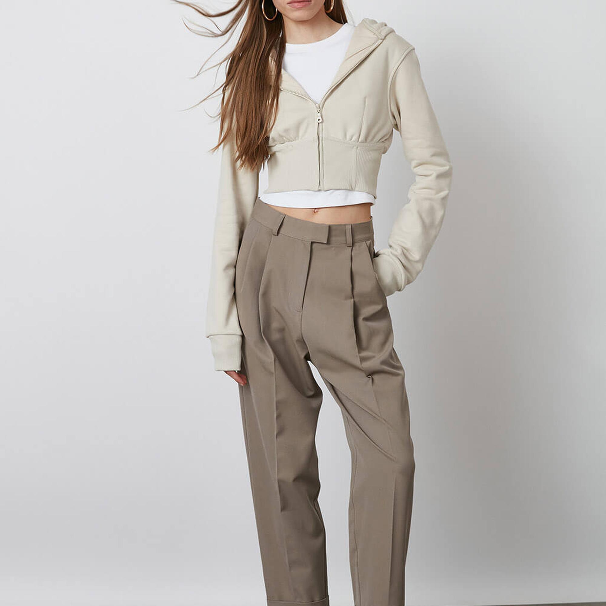 Balenli Kapşonlu Crop Hoodie