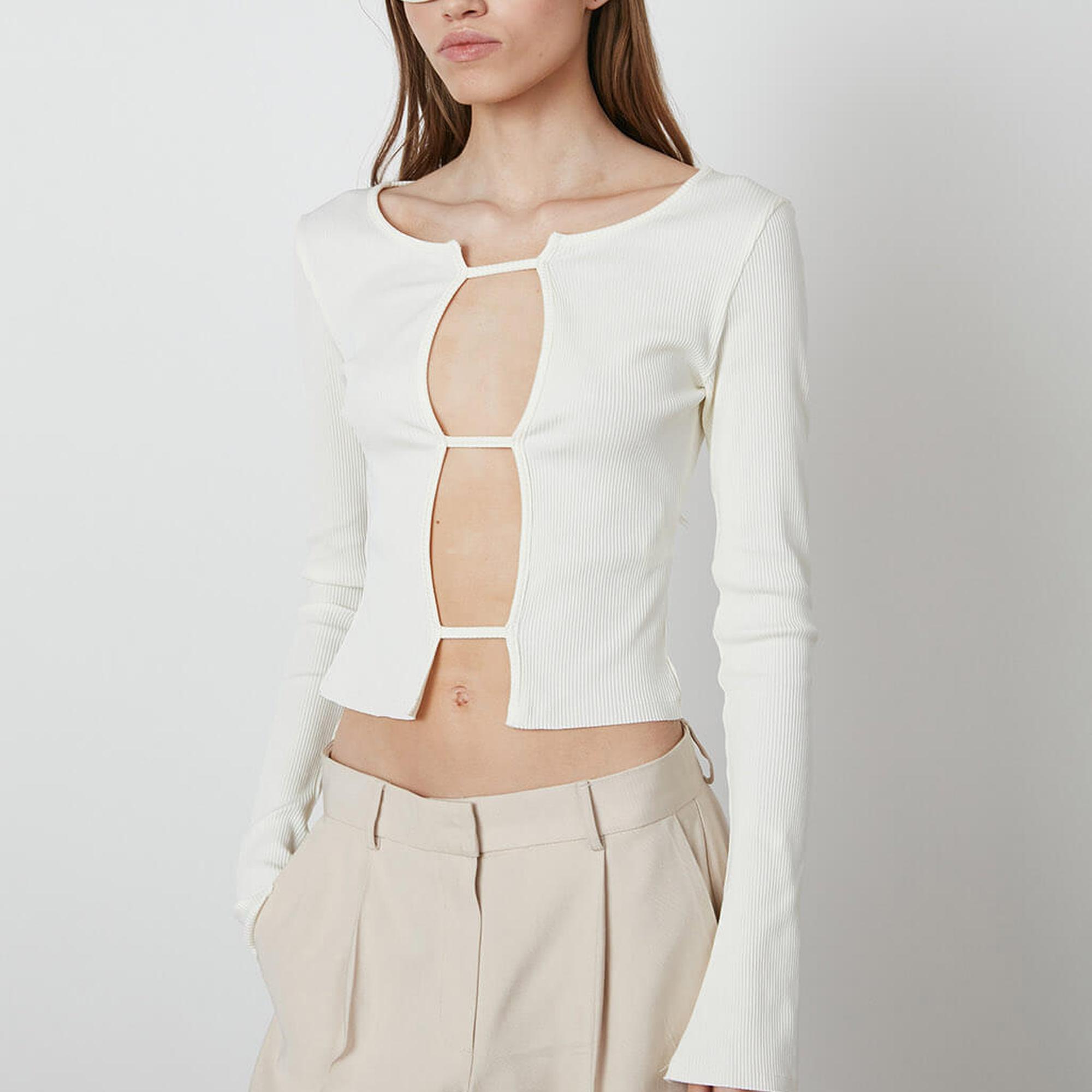 Göğüs Dekolte Uzun Kollu Bluz