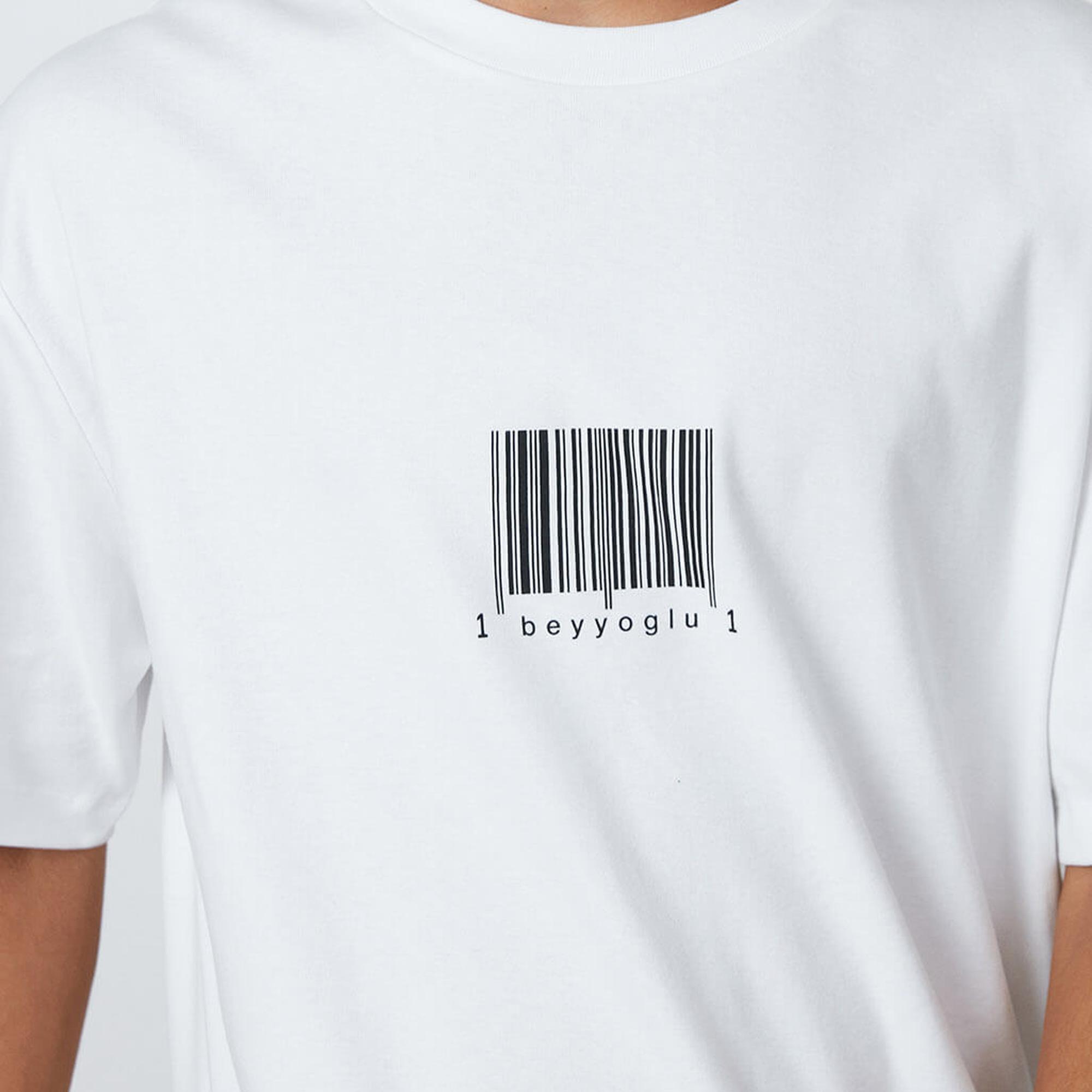Barkod Baskılı Oversize Tshirt