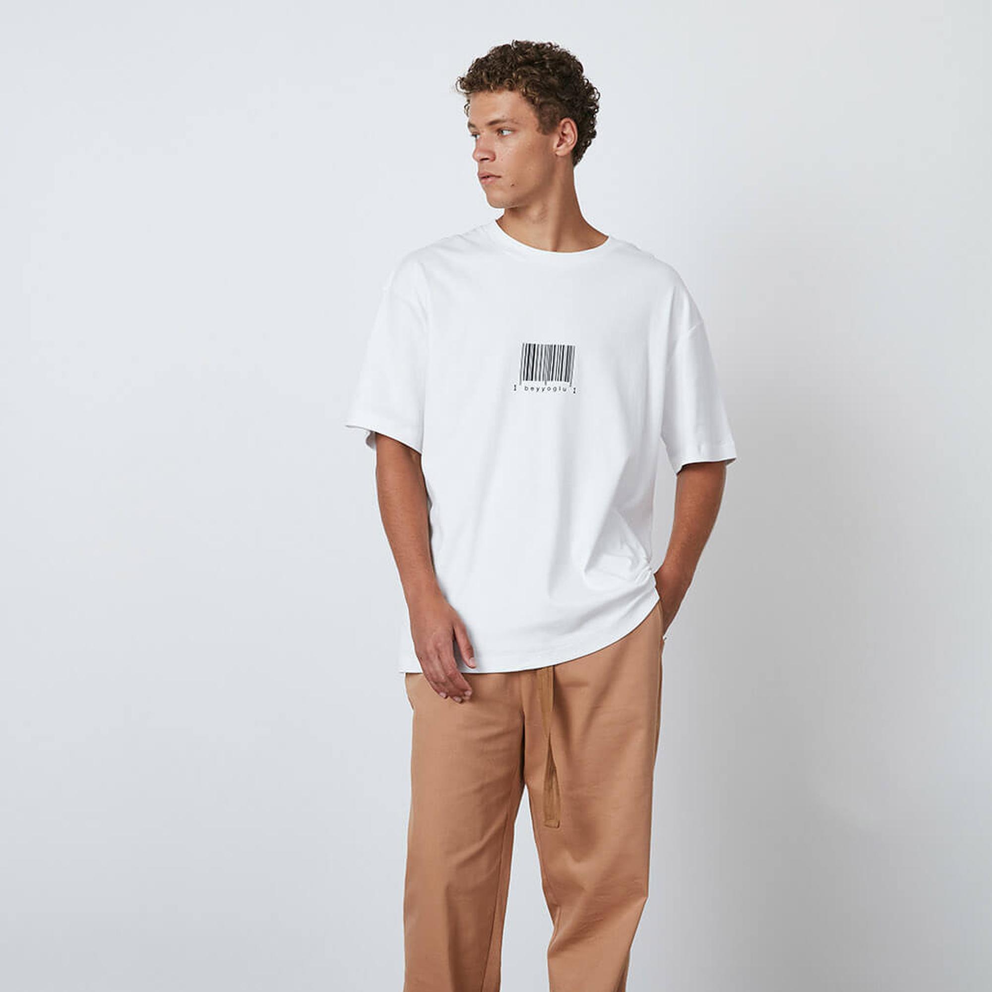 Barkod Baskılı Oversize Tshirt