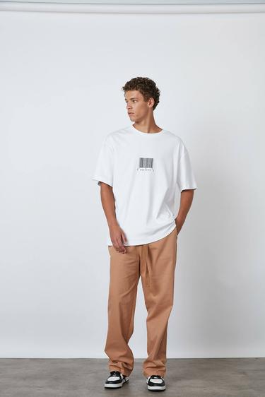  Barkod Baskılı Oversize Tshirt
