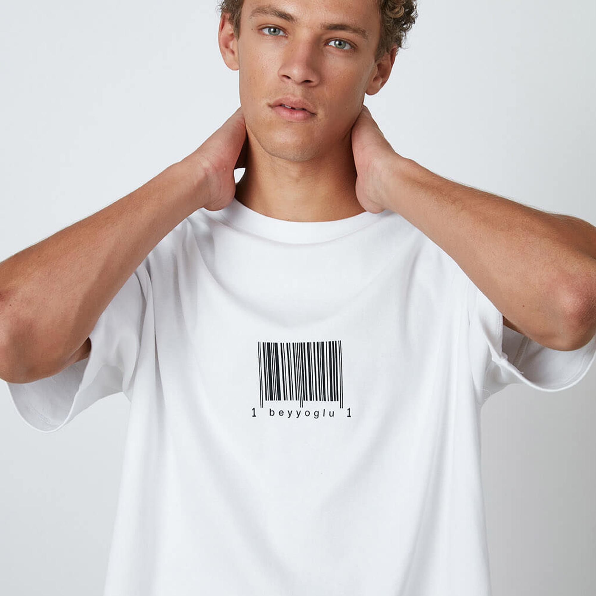 Barkod Baskılı Oversize Tshirt
