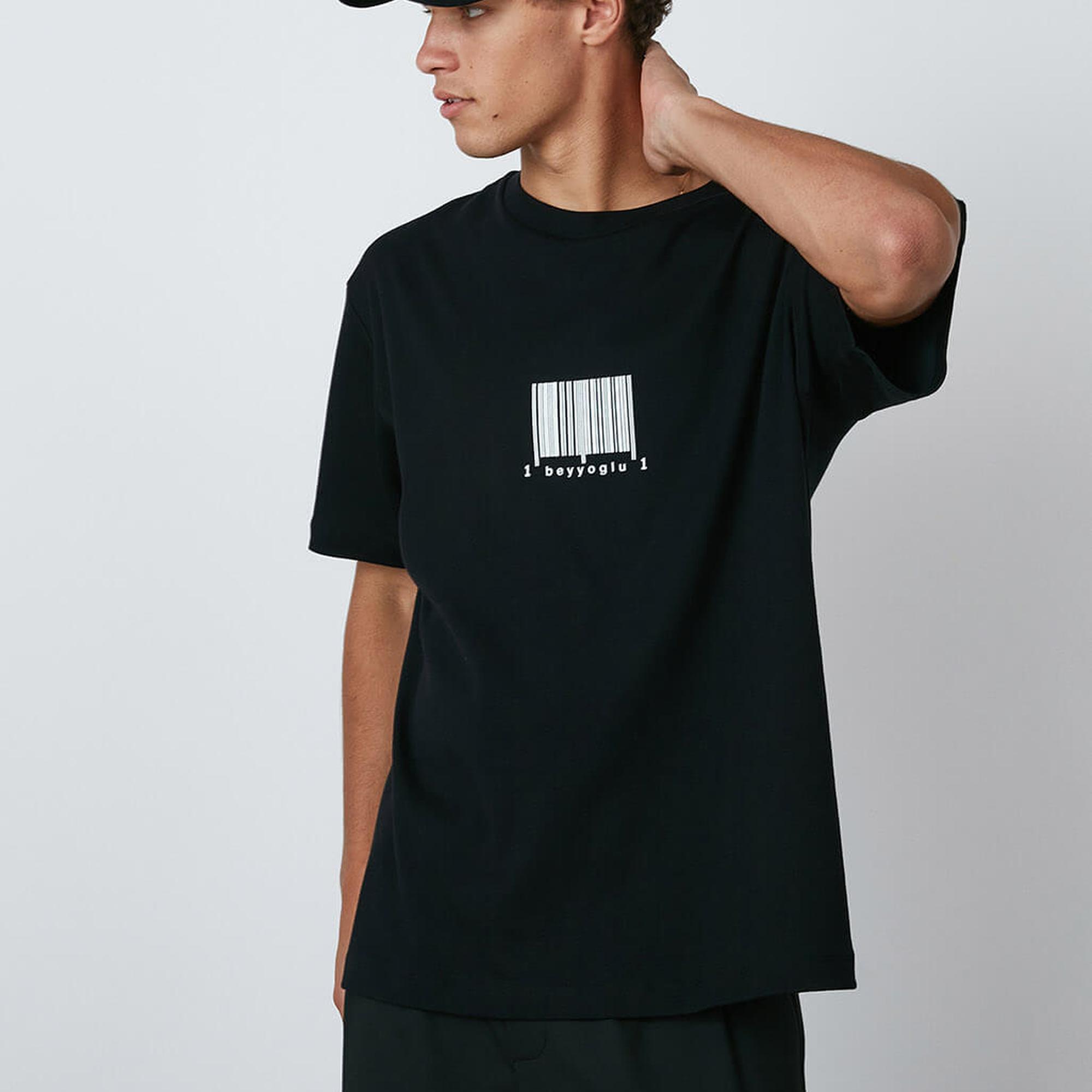 Barkod Baskılı Oversize Tshirt