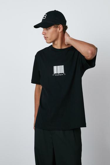  Barkod Baskılı Oversize Tshirt