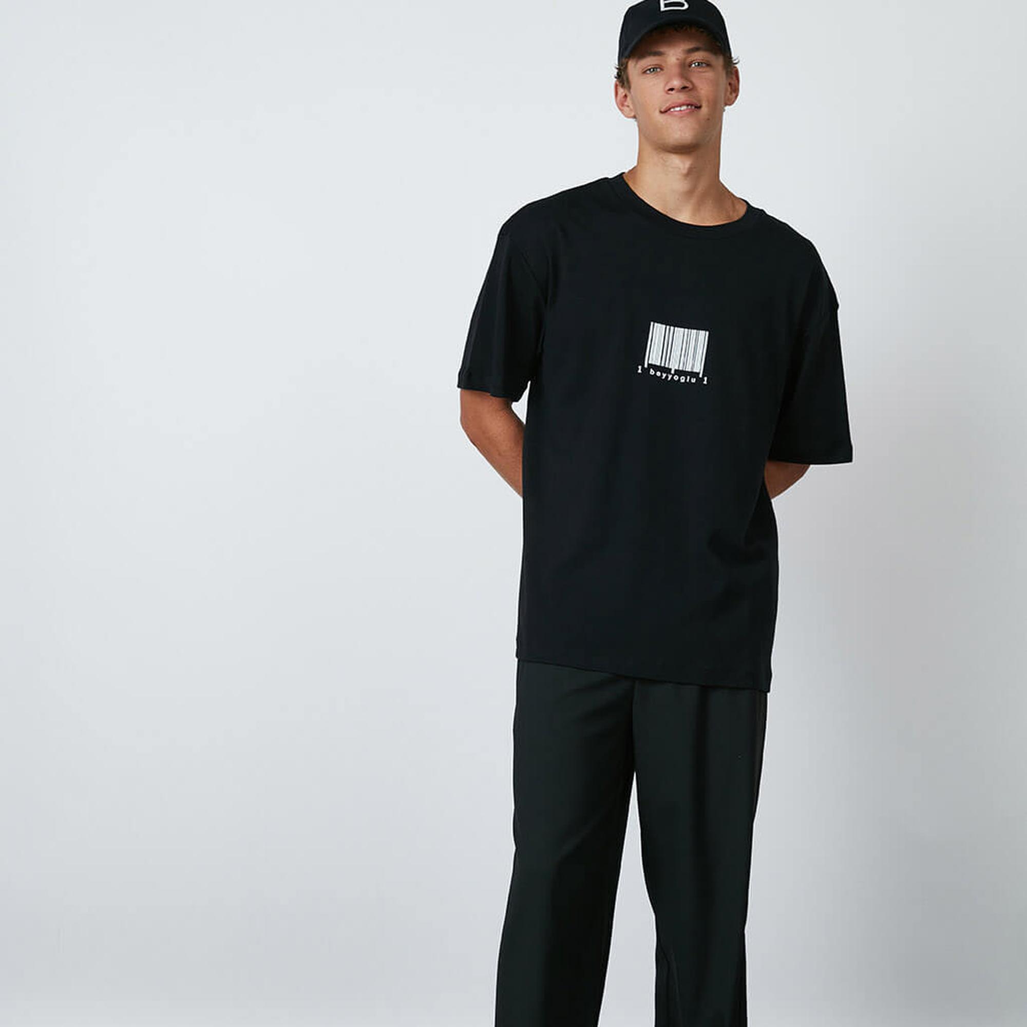 Barkod Baskılı Oversize Tshirt