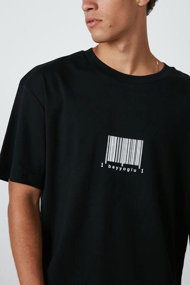  Barkod Baskılı Oversize Tshirt