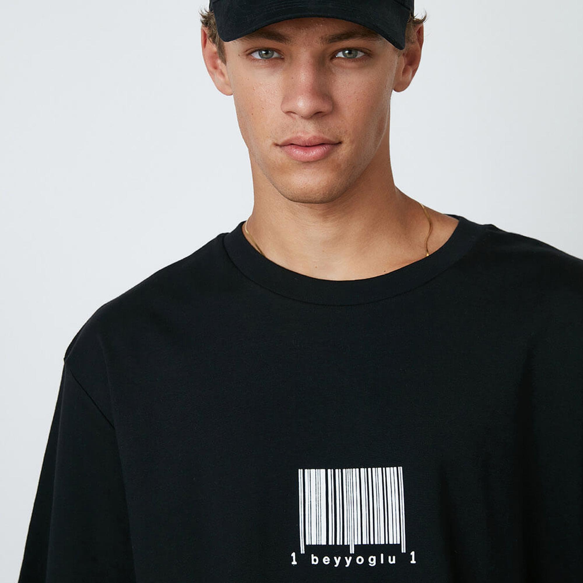 Barkod Baskılı Oversize Tshirt