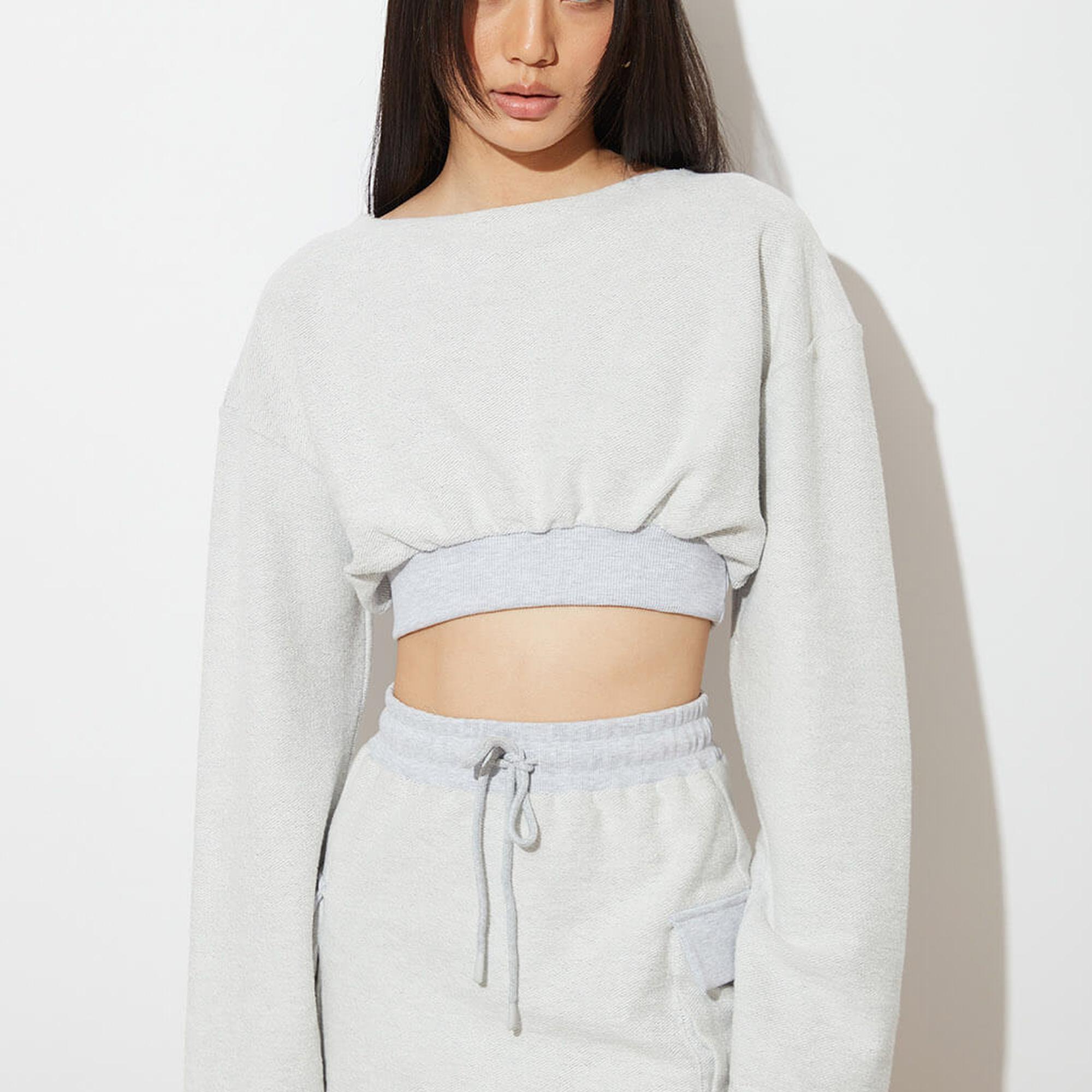 Lastikli Crop Sweatshirt