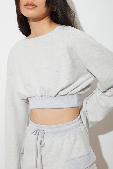  Lastikli Crop Sweatshirt