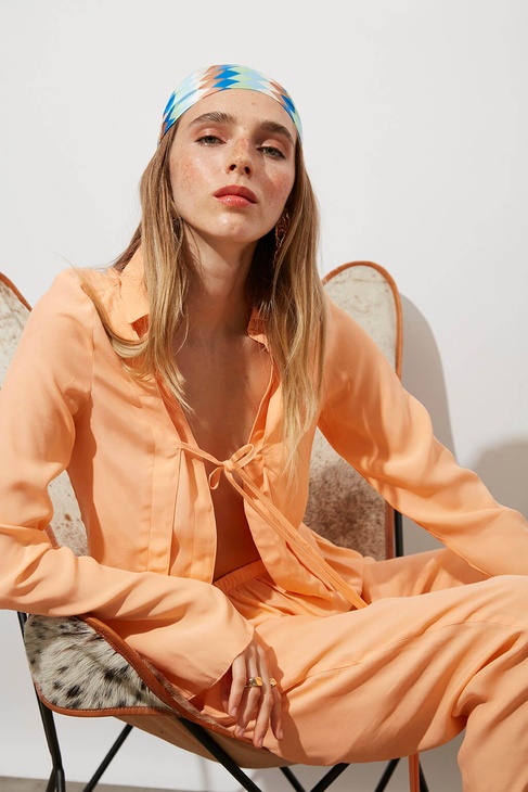  Tensel Bağlamalı Bluz