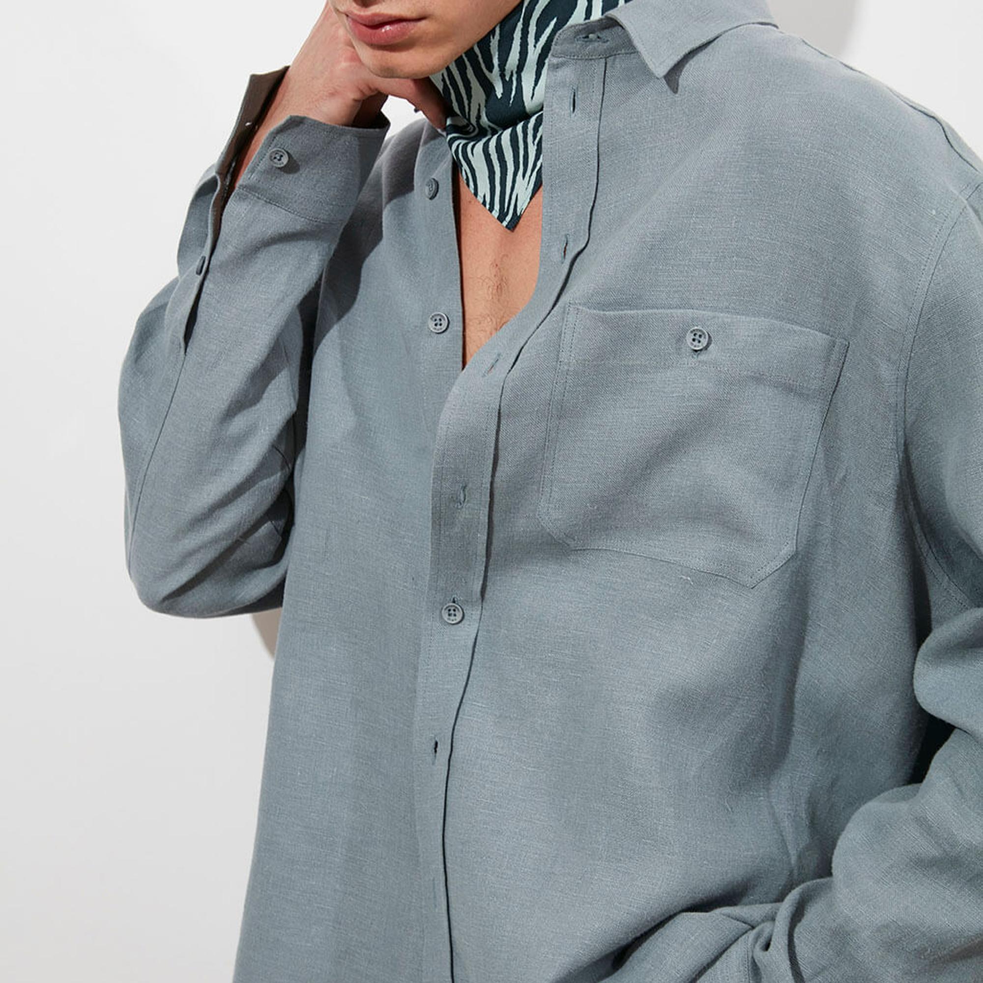 Oversize %100 Keten Gömlek