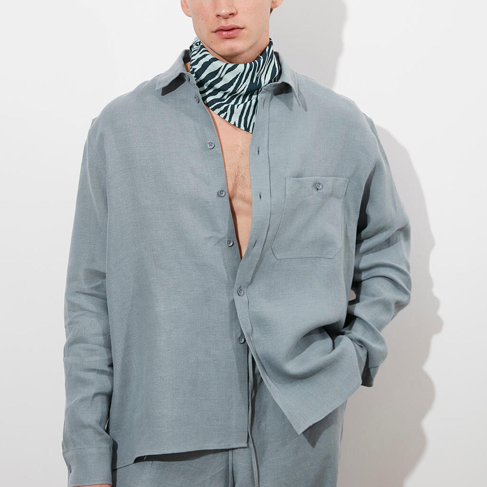 Oversize %100 Keten Gömlek