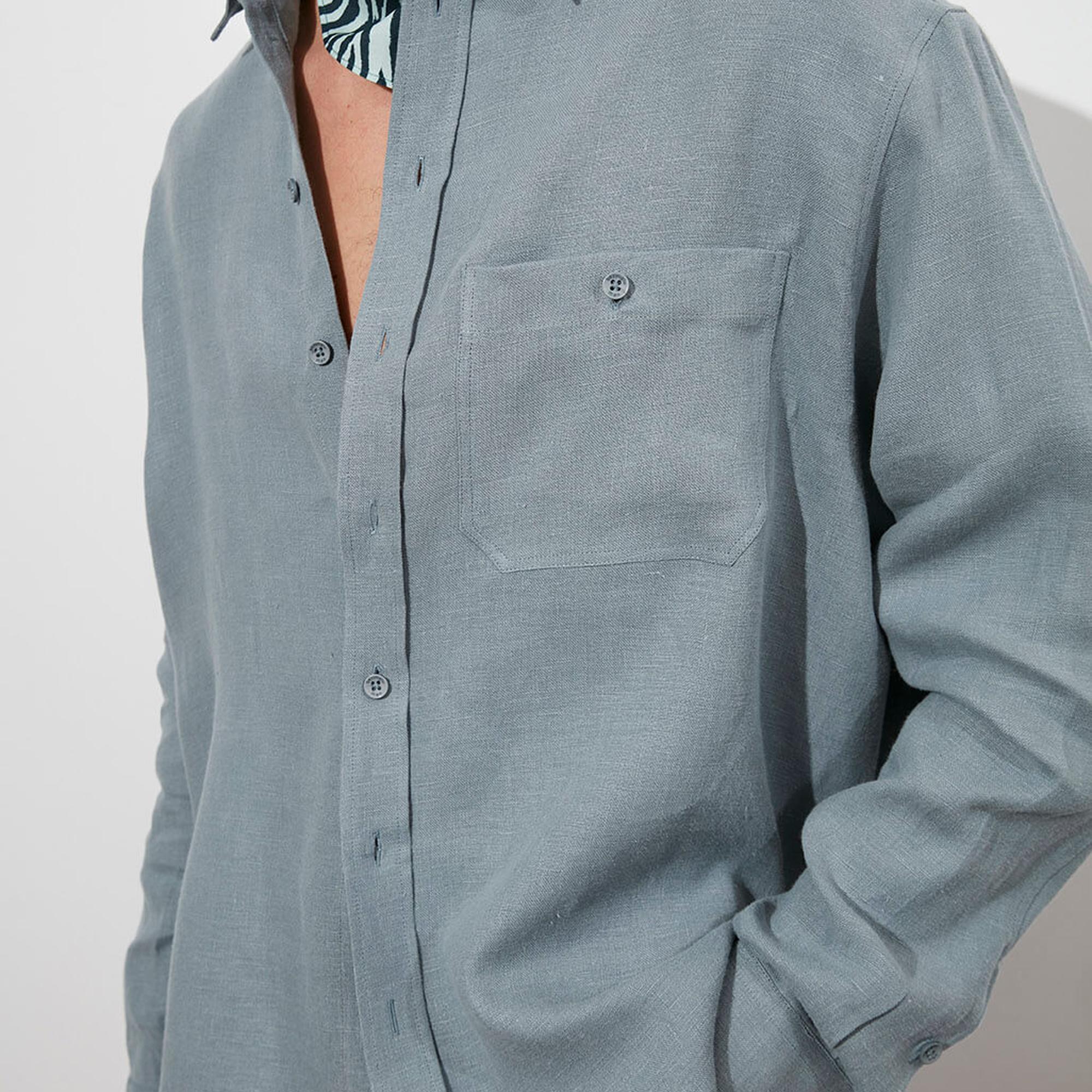 Oversize %100 Keten Gömlek