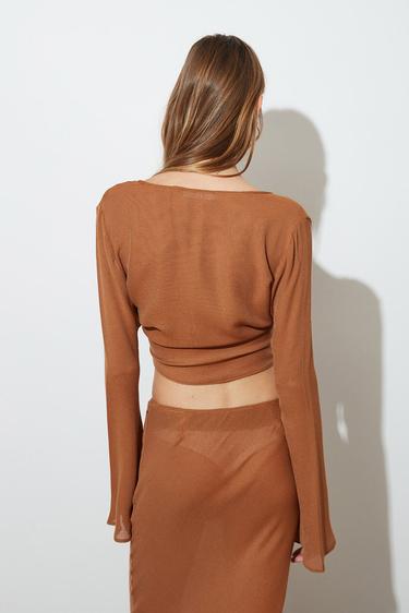  İspanyol Kollu Önü Bağlamalı Bluz