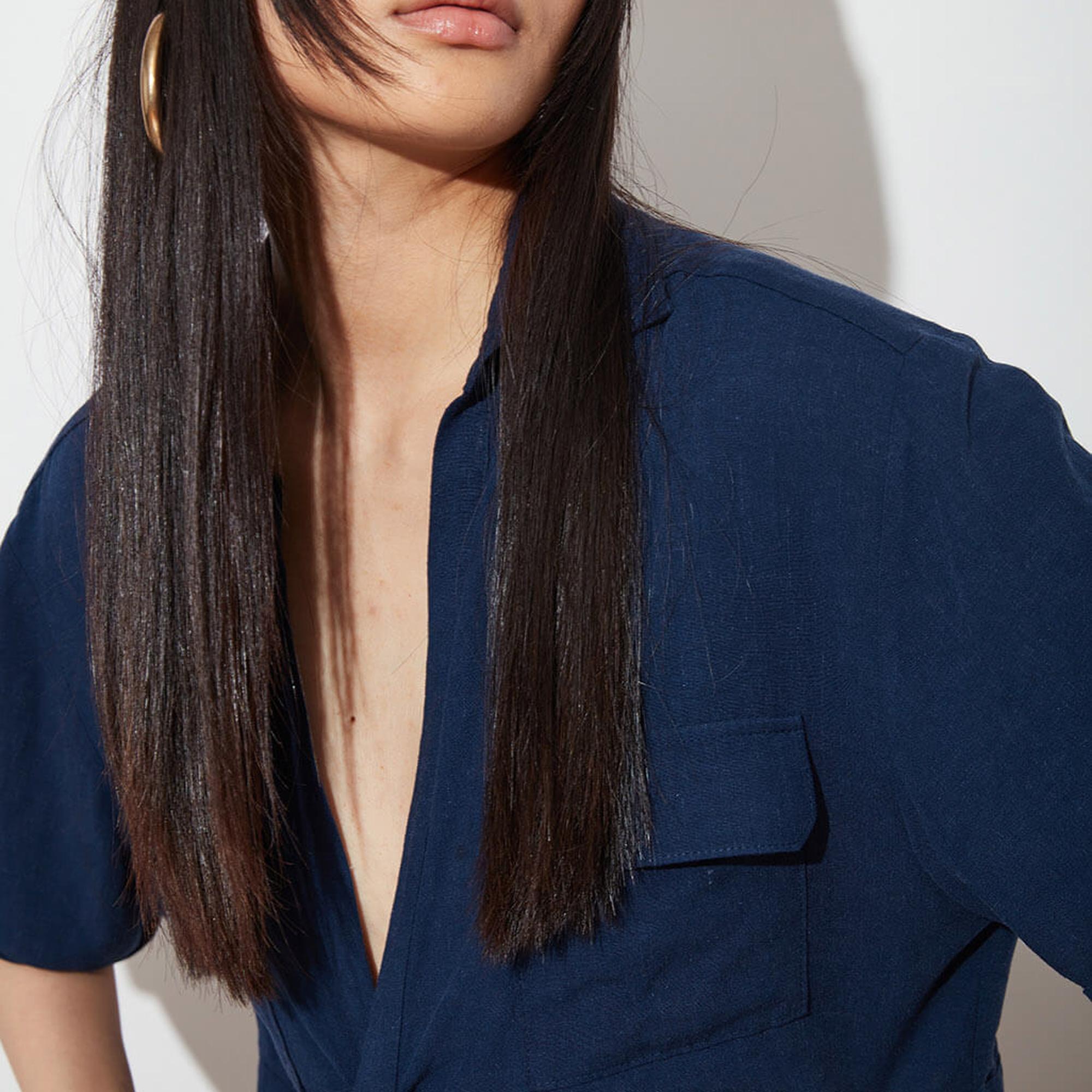 Keten Burgulu Kısa Kollu Gömlek