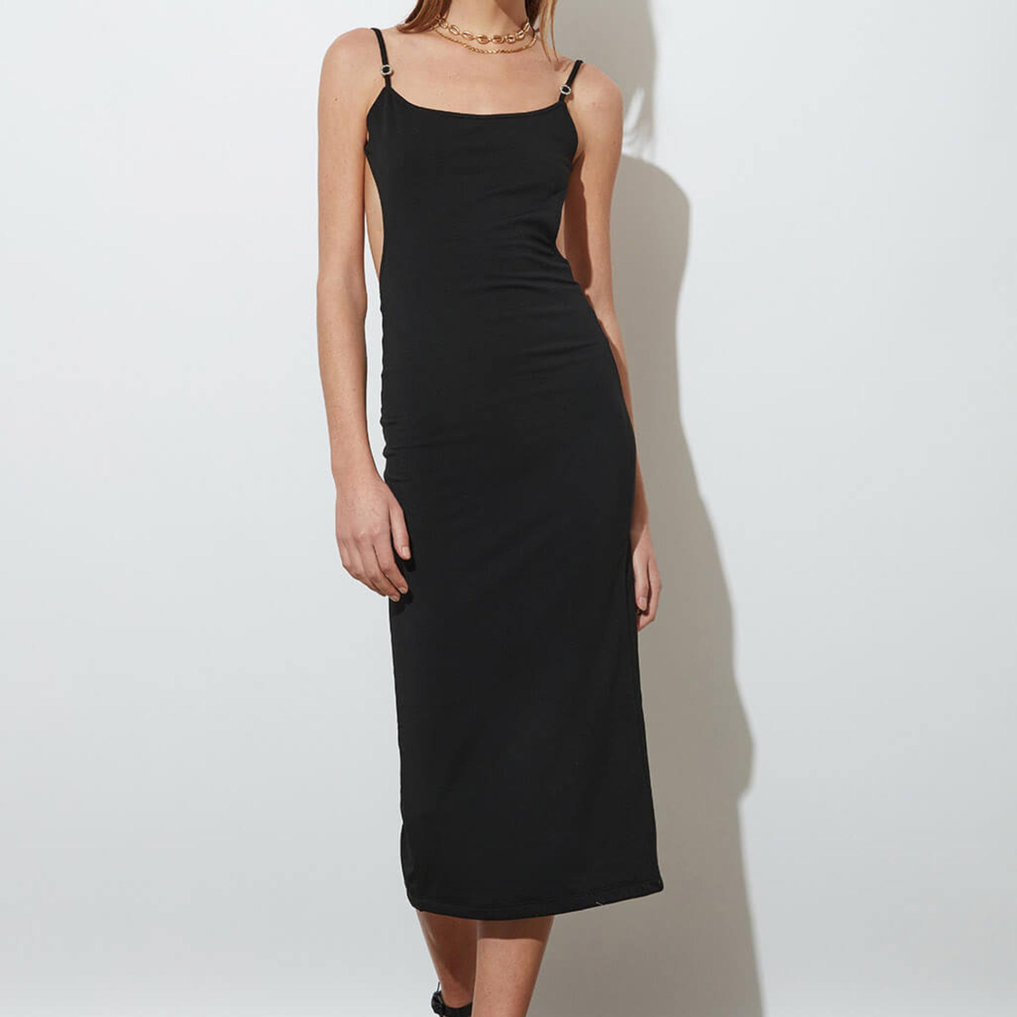 Sırt Dekolte Midi Elbise